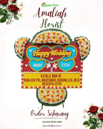 Karangan Papan Bunga Pernikahan di Selomoyo